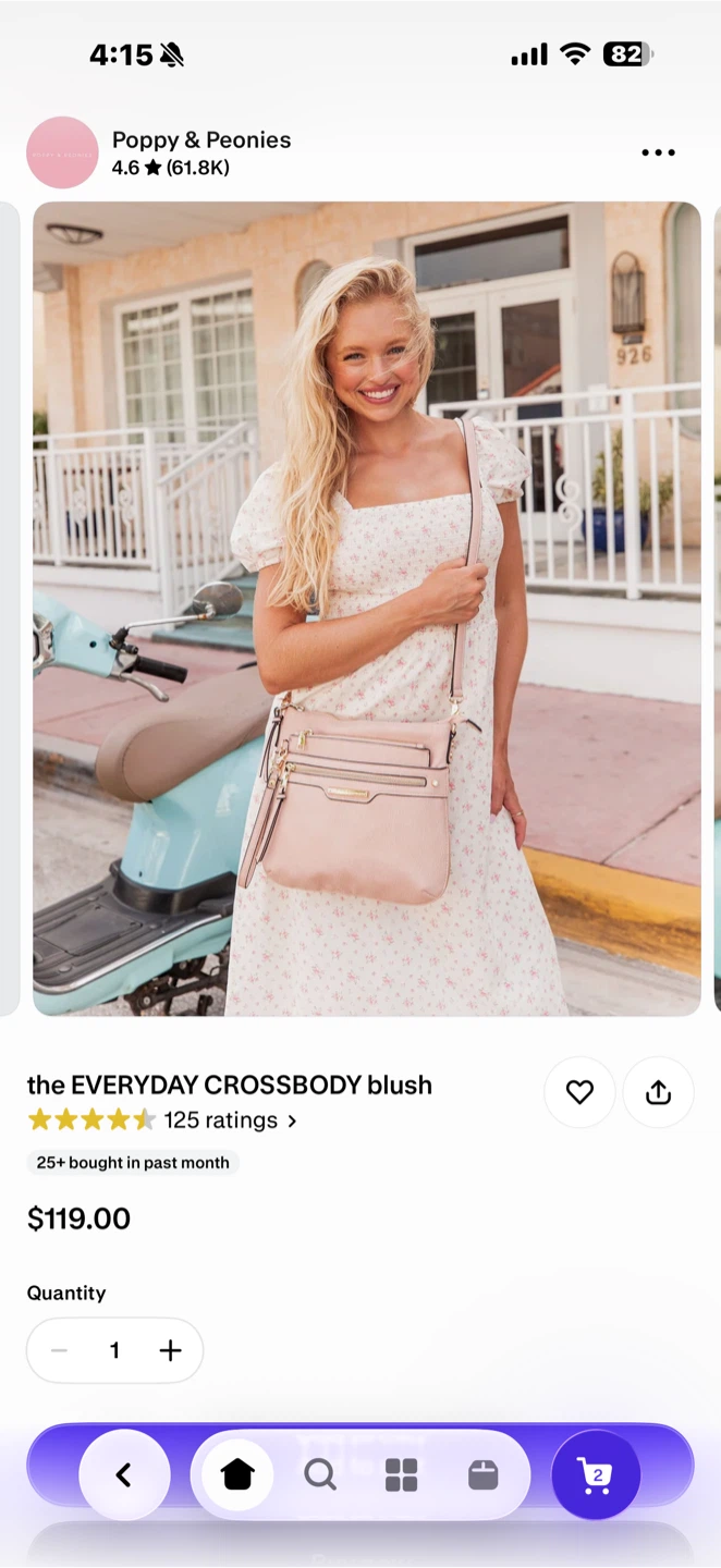 Poppy & Peonies Everyday Crossbody in Blush - photo 2