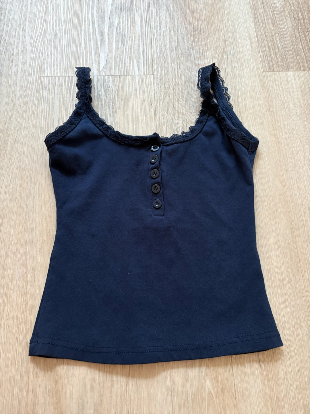 Navy Blue Lace-Trim Tank Top - photo 2
