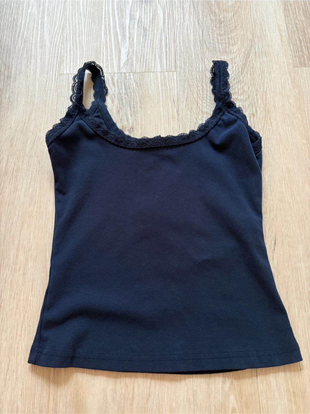 Navy Blue Lace-Trim Tank Top - photo 3