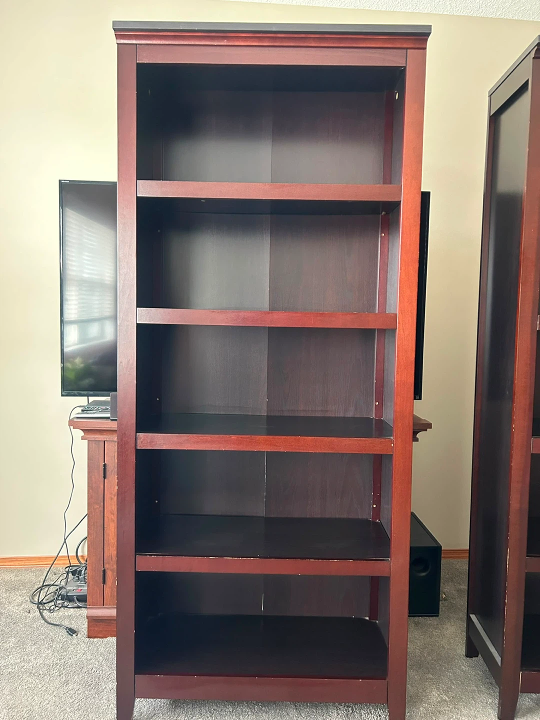 Tall Dark Wood Bookshelf