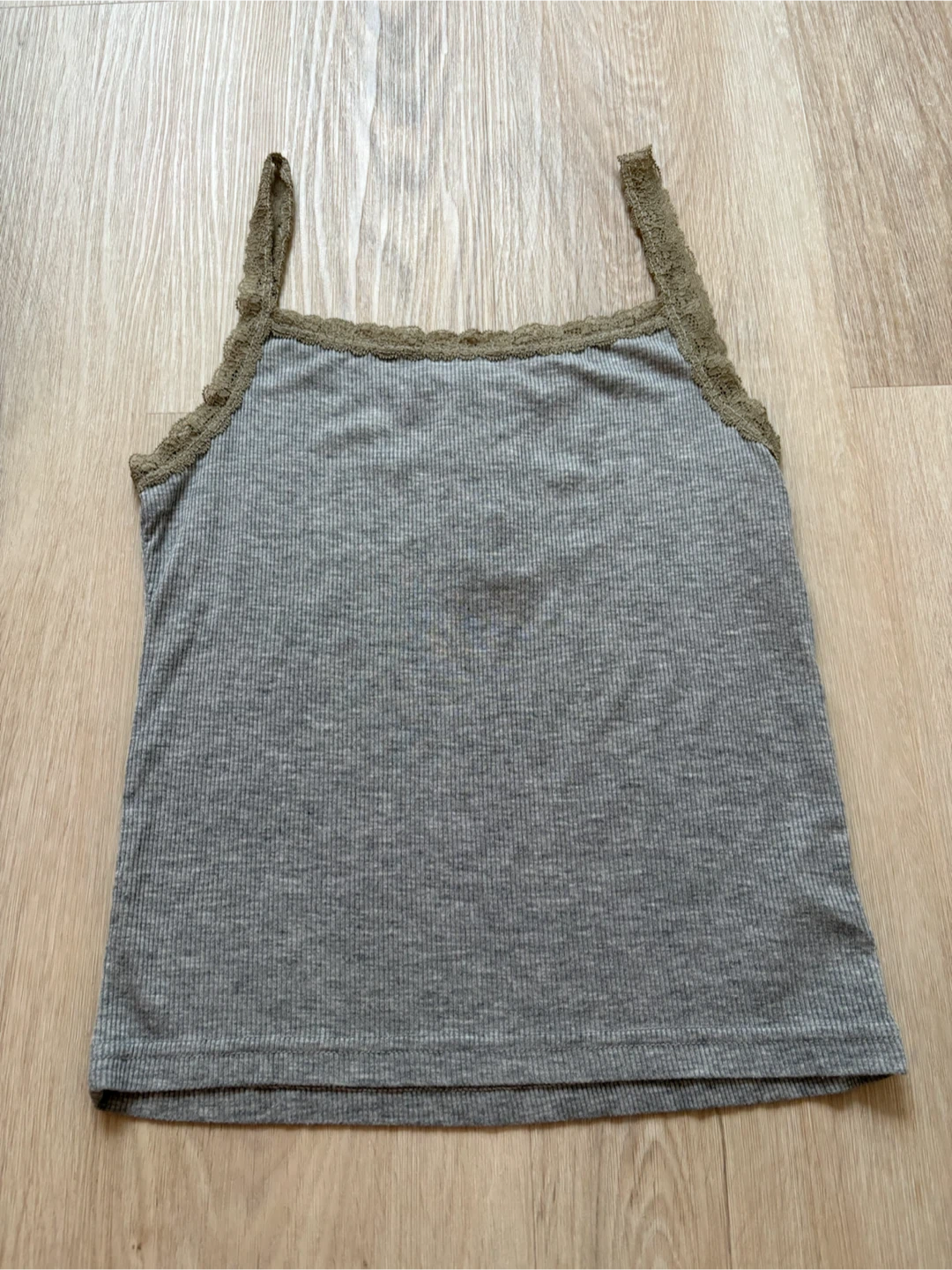 New S Grey Lace-Trim Ribbed Tank Top (brandy dupe) - photo 2