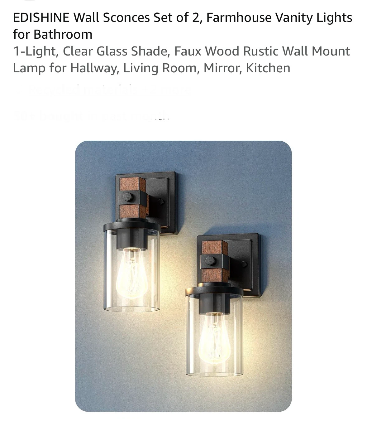 EDISHINE Farmhouse Wall Sconces (Set of 2)