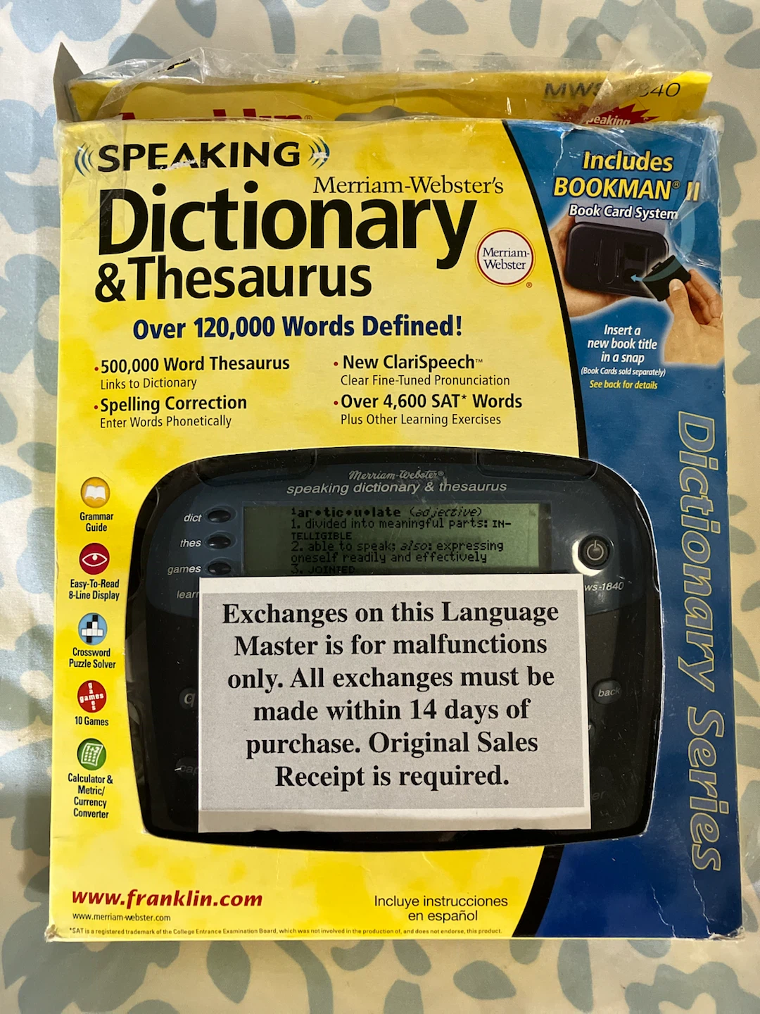 Franklin Merriam-Webster Speaking Dictionary & Thesaurus