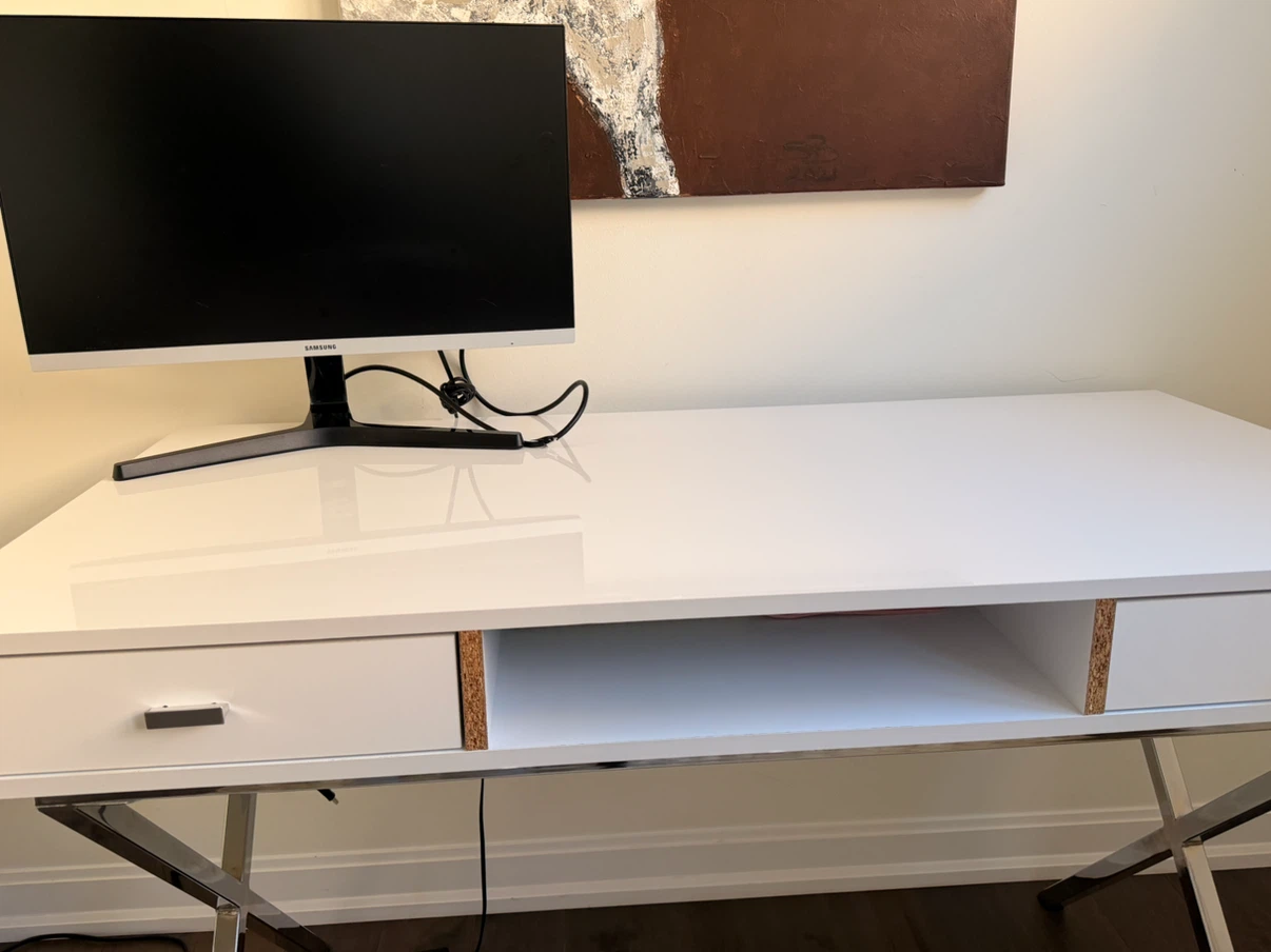 White Gloss Desk with Chrome Legs