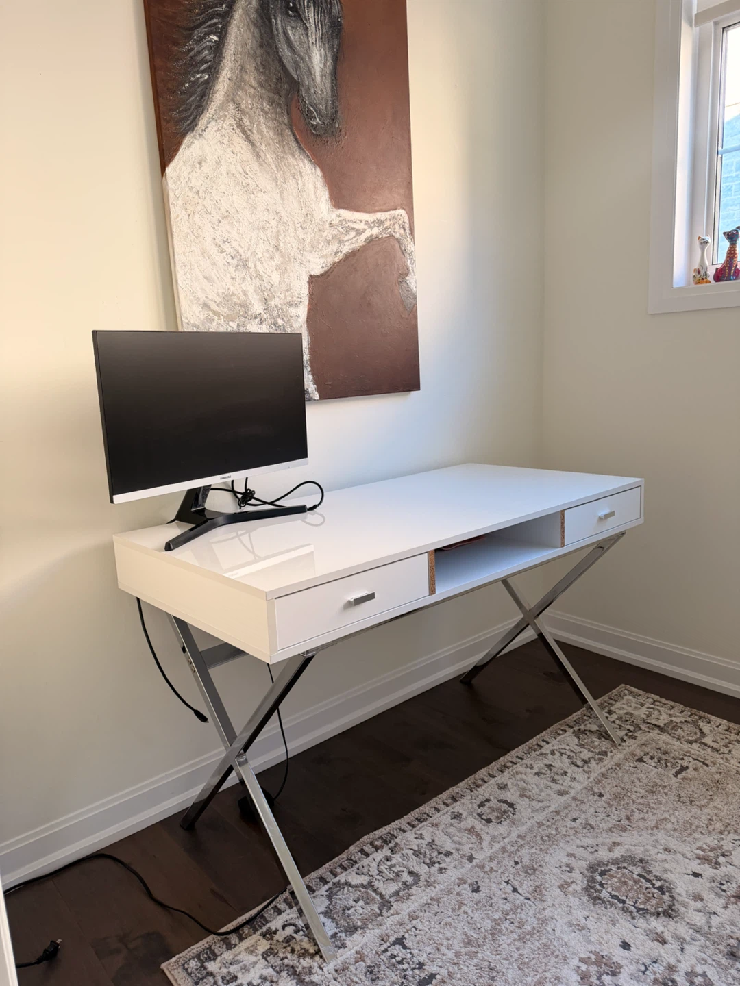 White Gloss Desk with Chrome Legs - photo 3