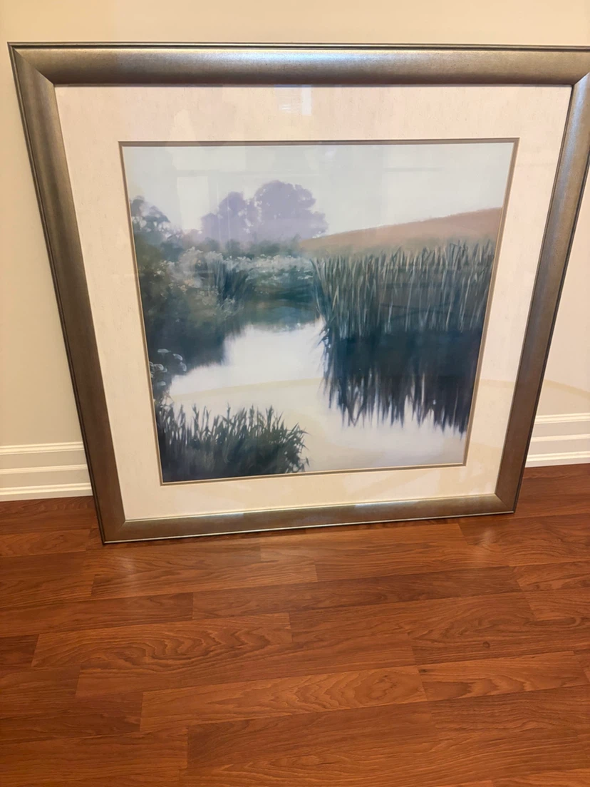 Large Framed Marshland Landscape Print