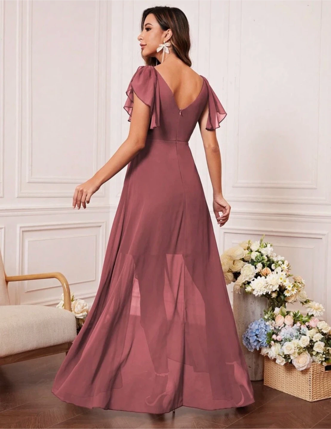 XL Dusty pink Rose Sleeve cocktail aline Dress wedding guest - photo 2