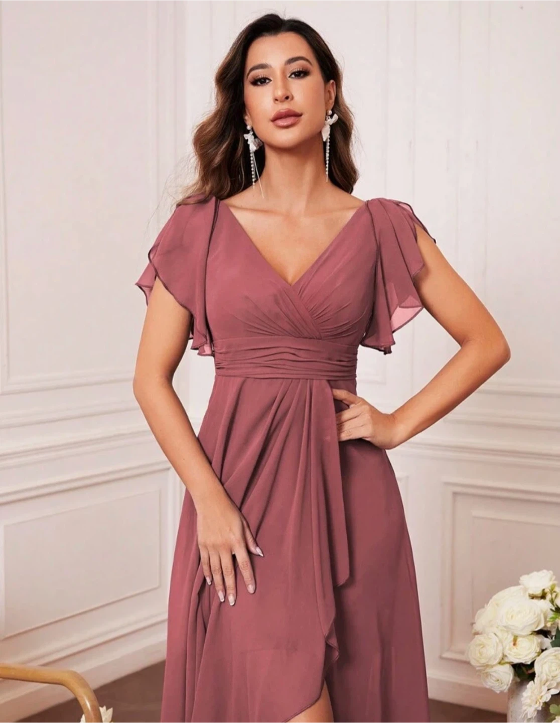 XL Dusty pink Rose Sleeve cocktail aline Dress wedding guest - photo 4
