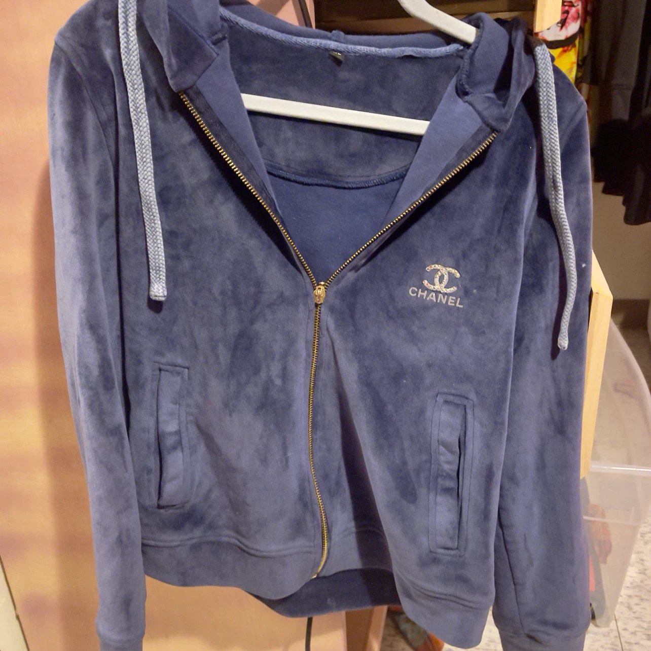 Chanel Velour Zip-Up Hoodie