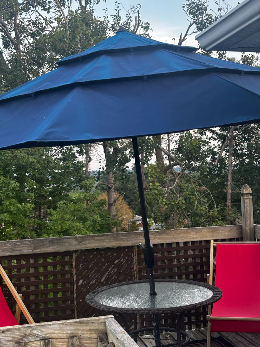 Blue Outdoor Patio Umbrella + Table/Chairs - photo 2
