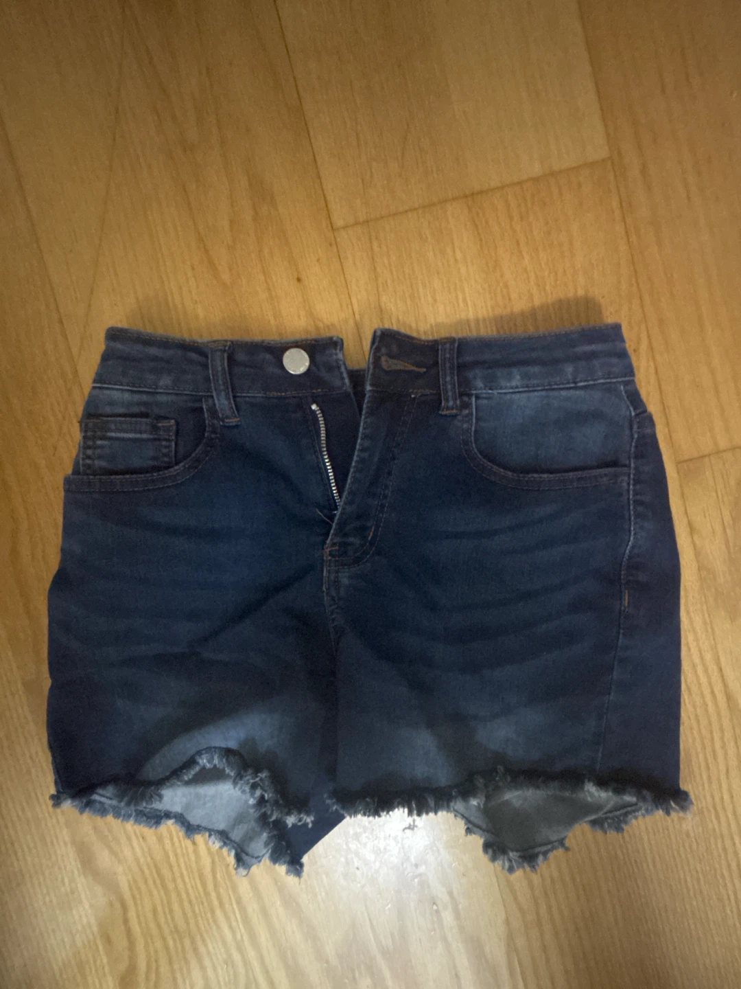 Dark wash denim shorts