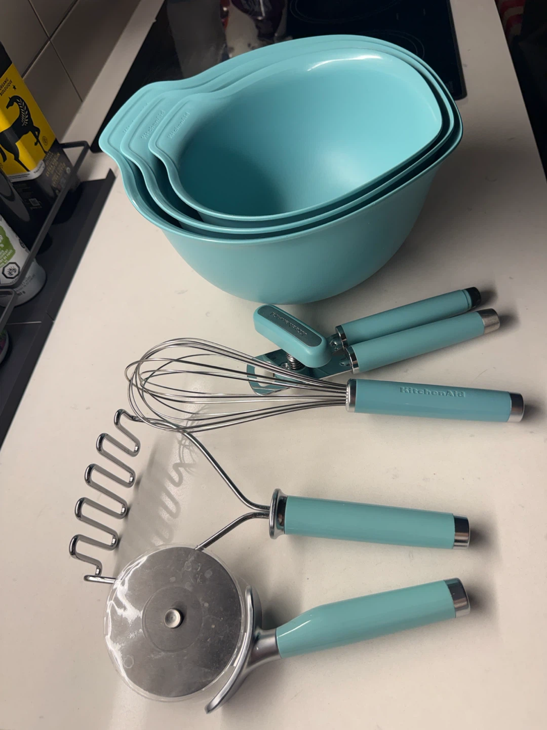KitchenAid Aqua Sky Mixing Bowls and Tool Set
