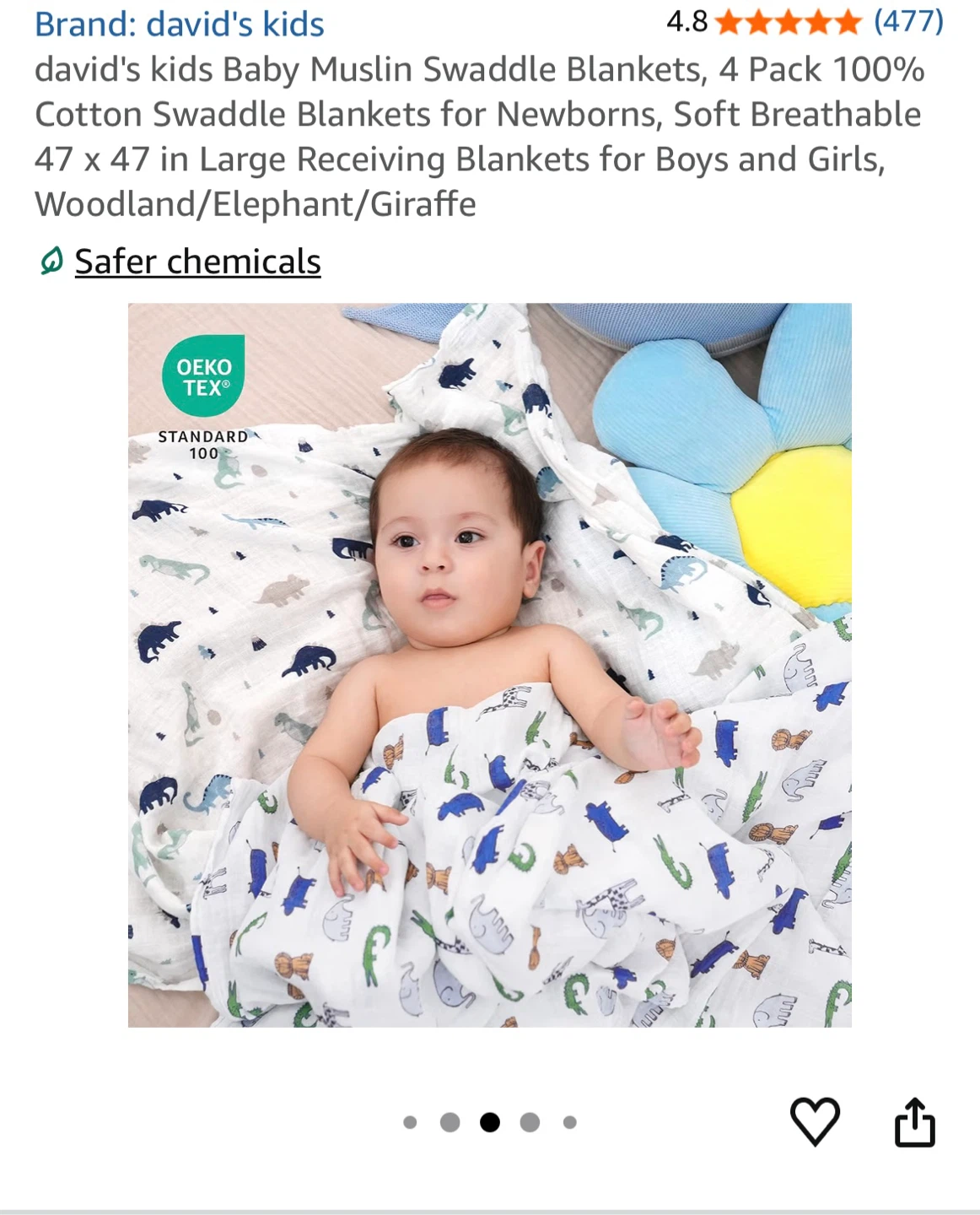 david's kids Baby Muslin Swaddle Blankets, 4 Pack