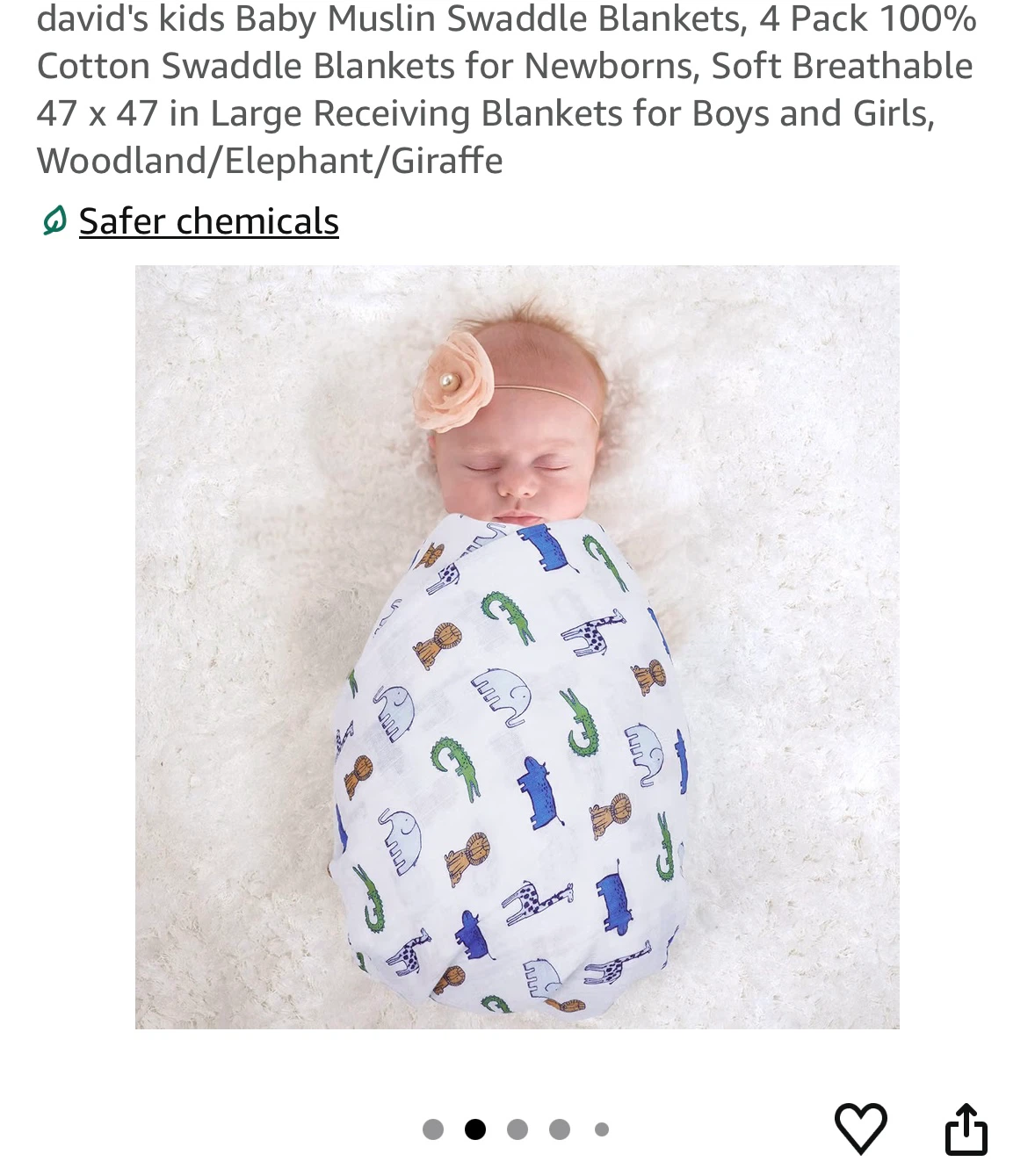 david's kids Baby Muslin Swaddle Blankets, 4 Pack - photo 2
