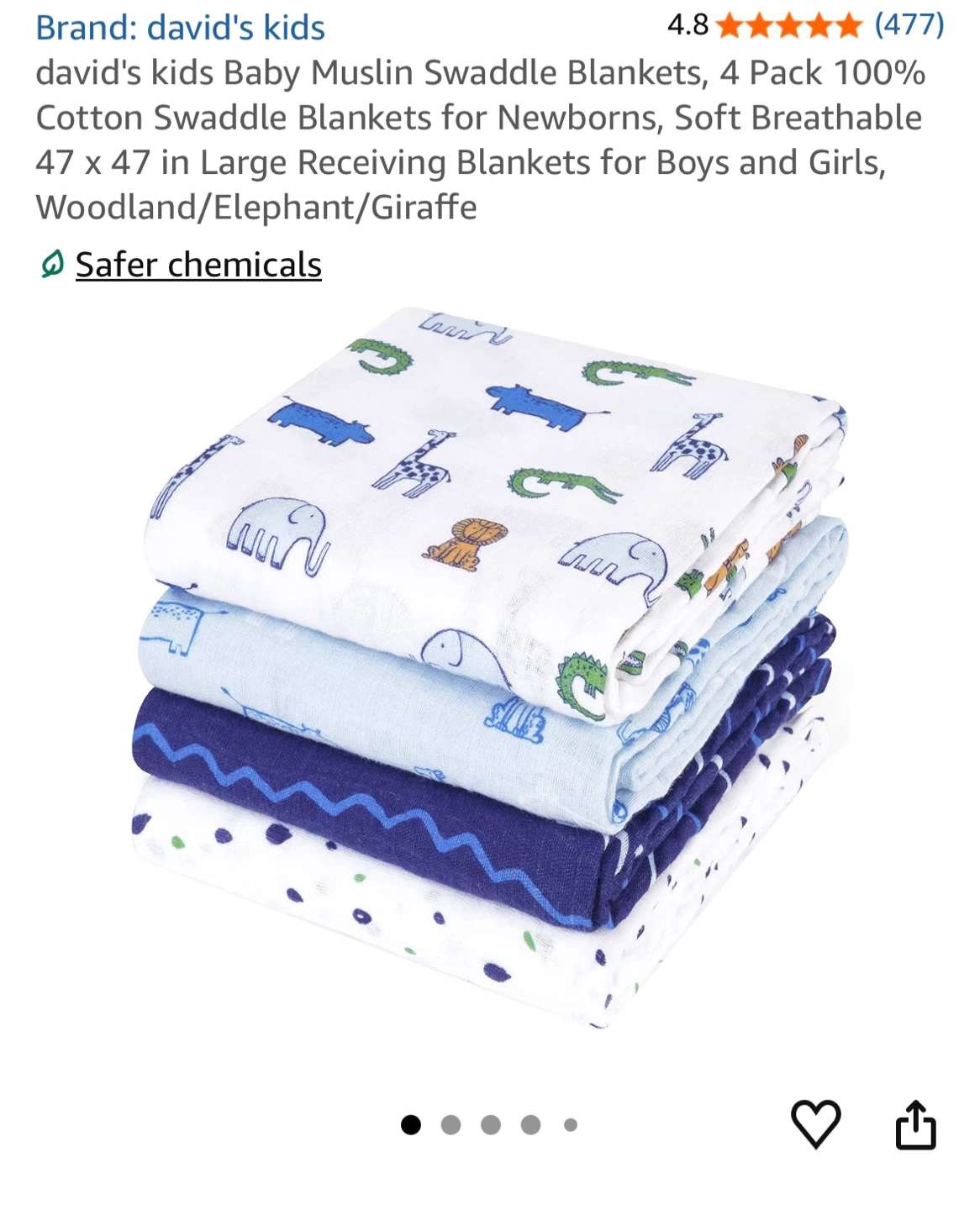 david's kids Baby Muslin Swaddle Blankets, 4 Pack - photo 3