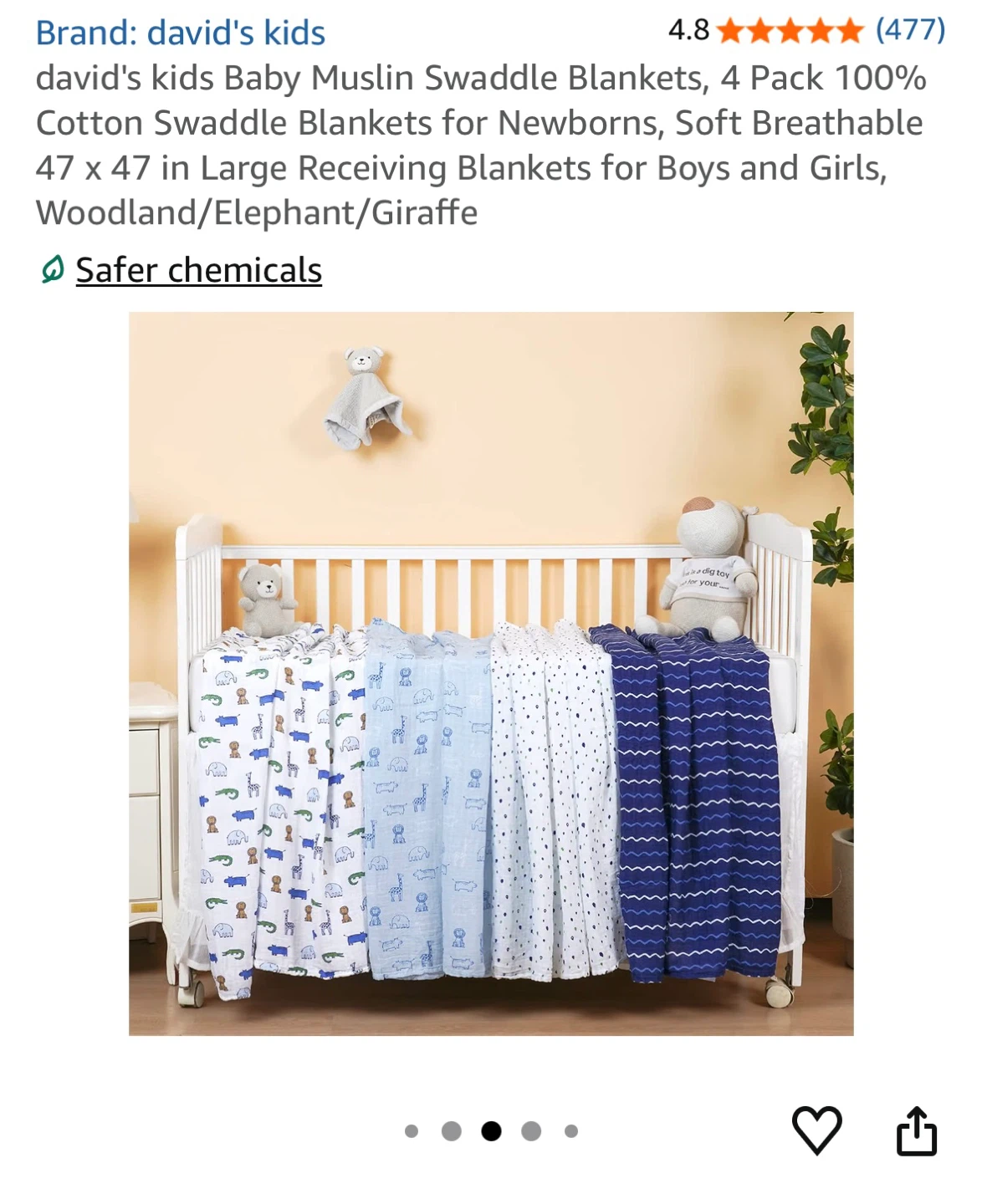 david's kids Baby Muslin Swaddle Blankets, 4 Pack - photo 5