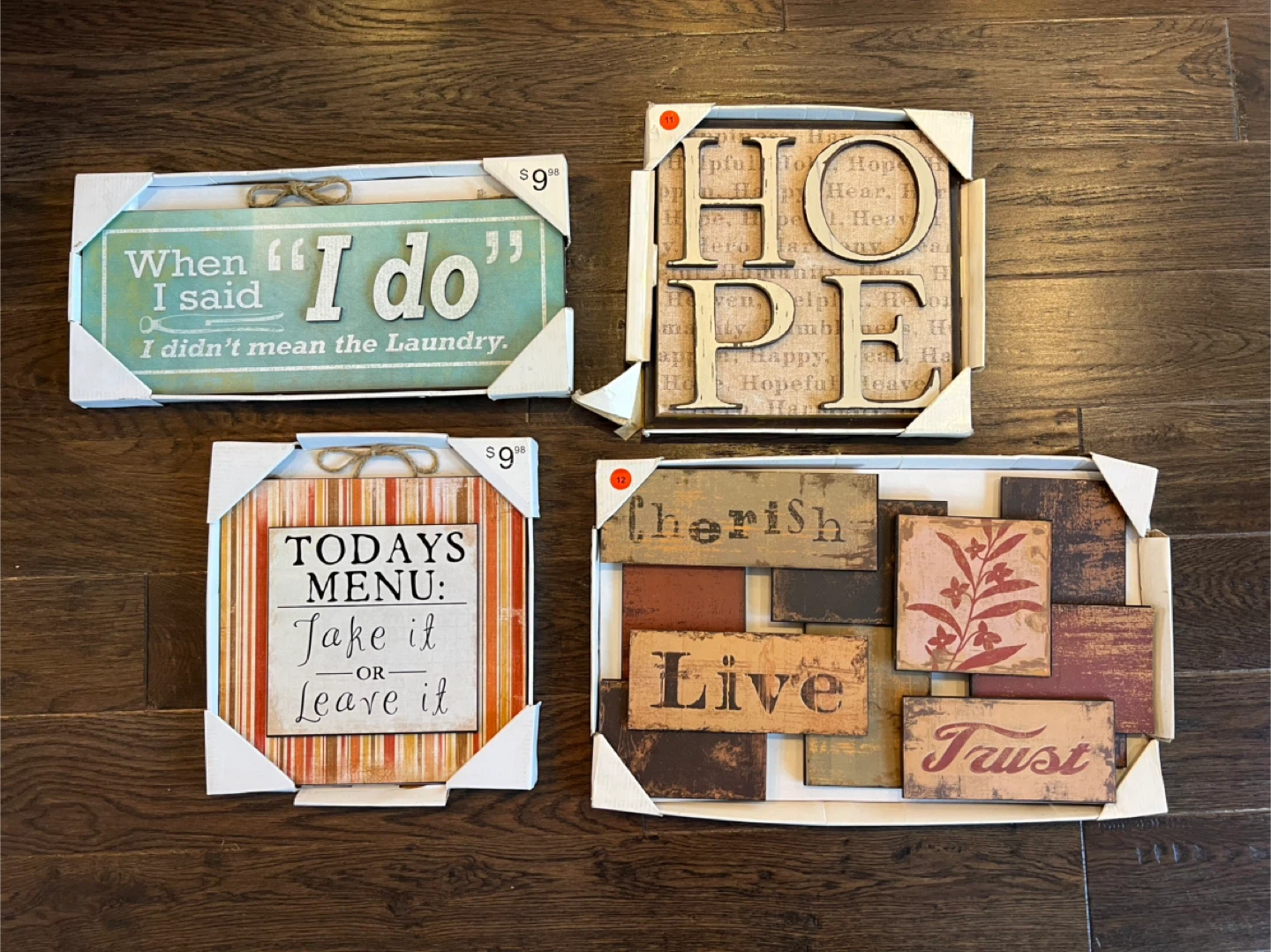 ALL 4 Decorative Wall Signs for $10
