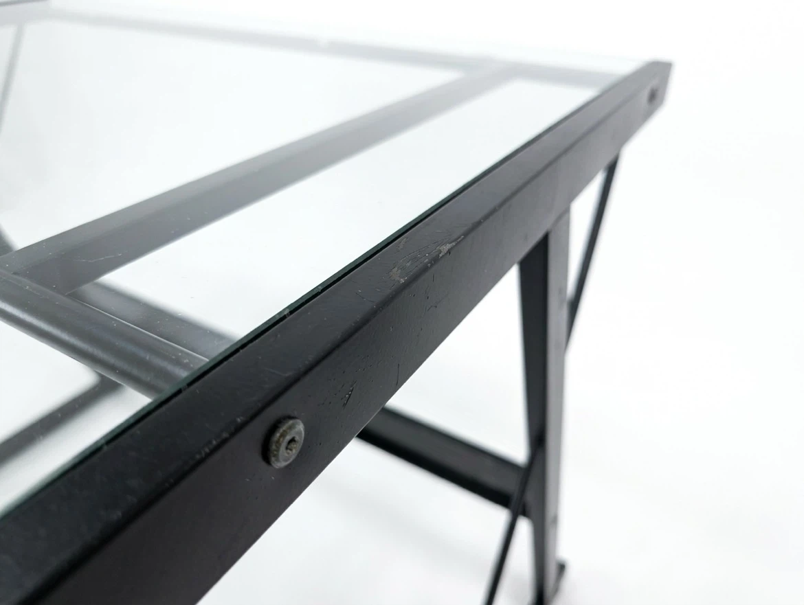 Glass top desk with metal frame - photo 2