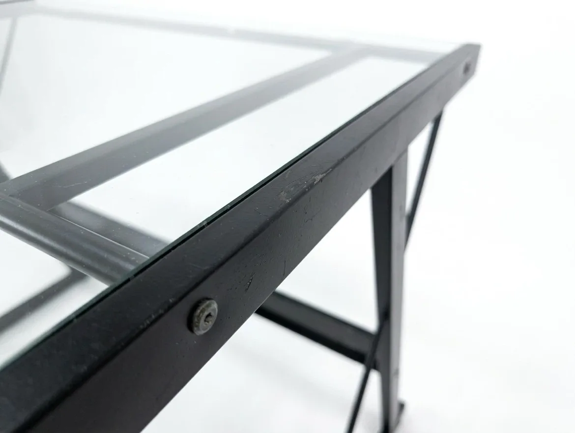 Glass top desk with metal frame - photo 2
