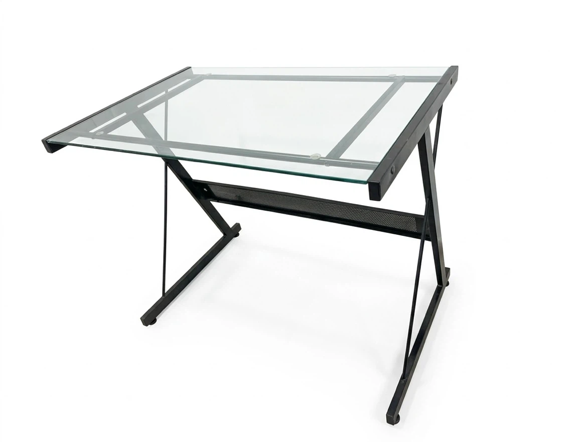 Glass top desk with metal frame - photo 3