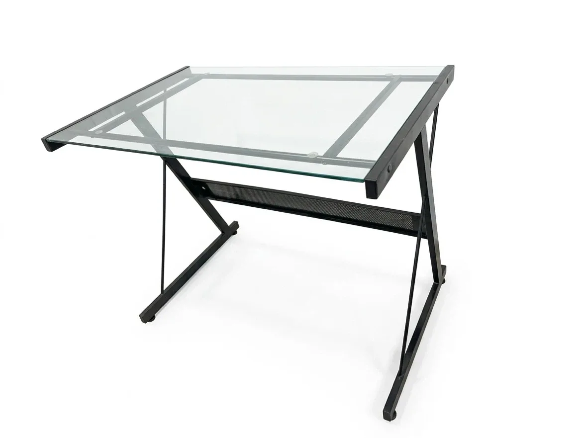 Glass top desk with metal frame - photo 3