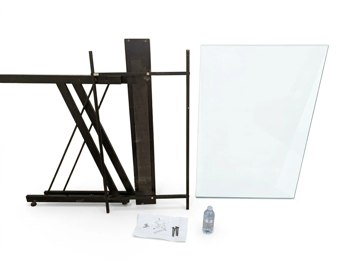 Glass top desk with metal frame - photo 4