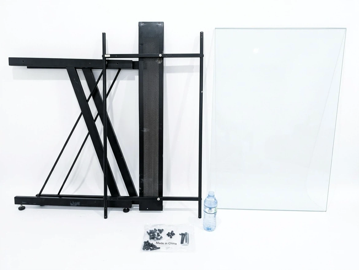 Glass top desk with metal frame - photo 5