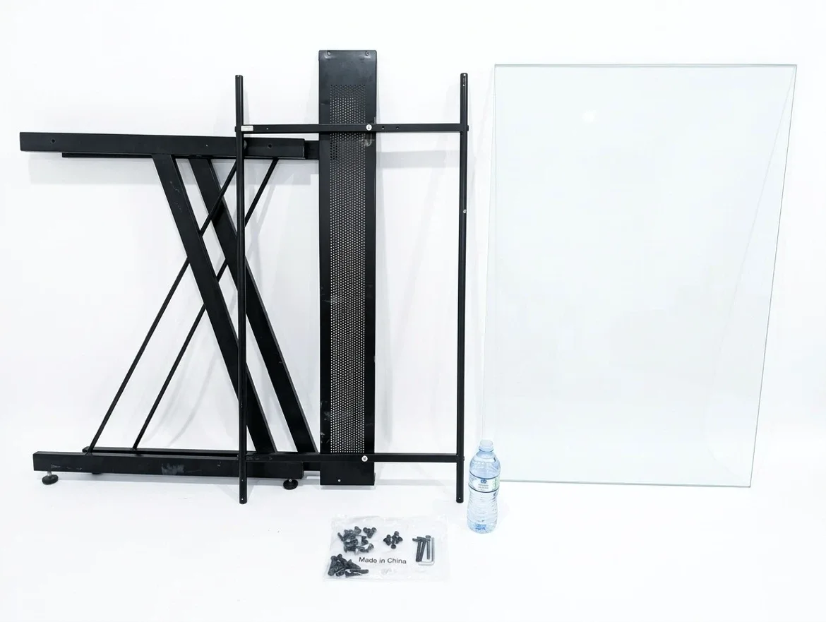 Glass top desk with metal frame - photo 5