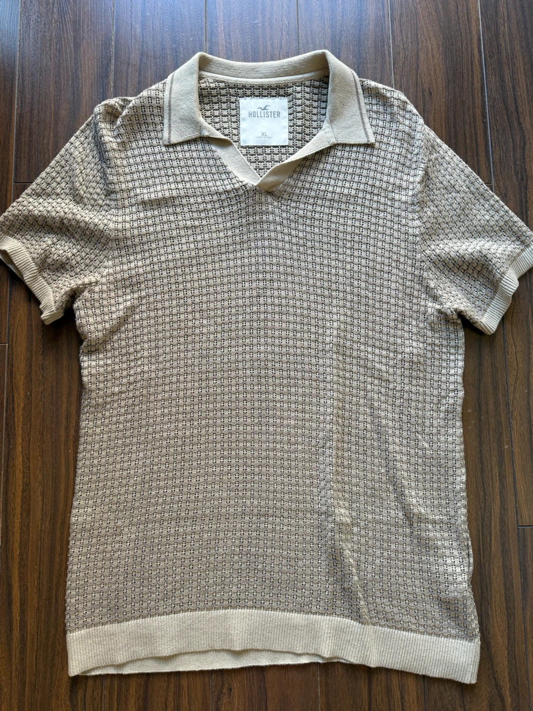 Hollister Beige Knit Polo Shirt