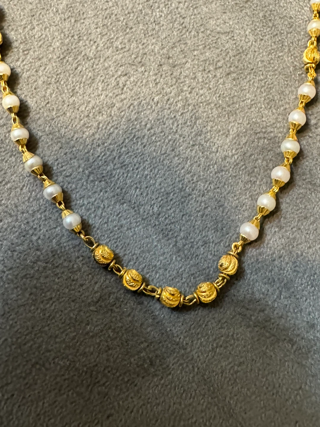 Gold and Pearl Beaded Necklace