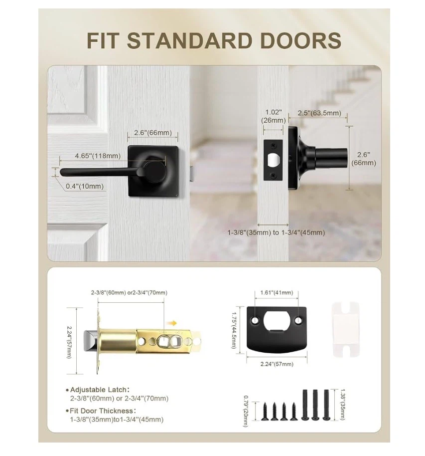 Set of 4 Matte Black Door Lever Handles - photo 2