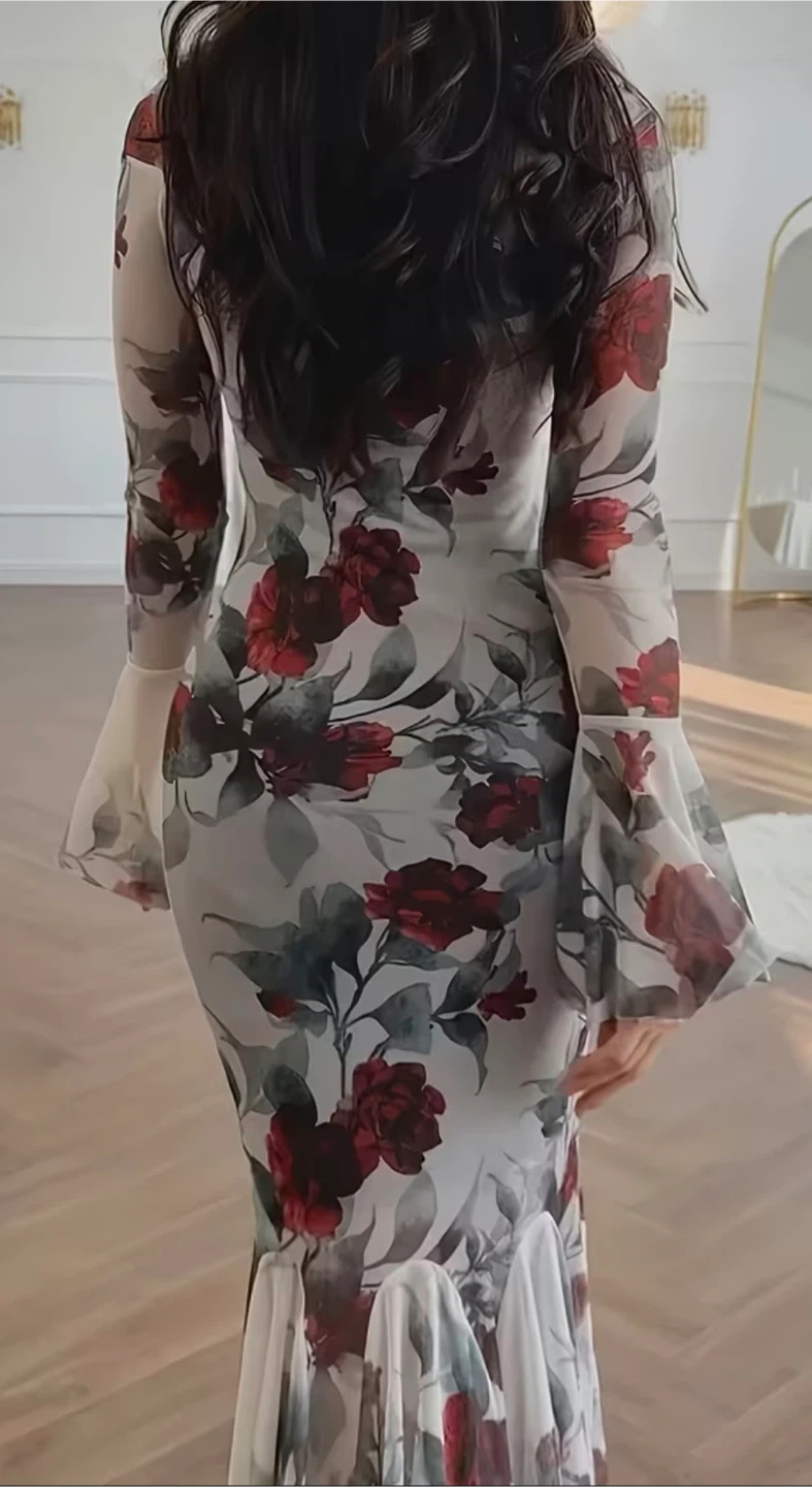 Floral pattern long-sleeve maxi dress - photo 3