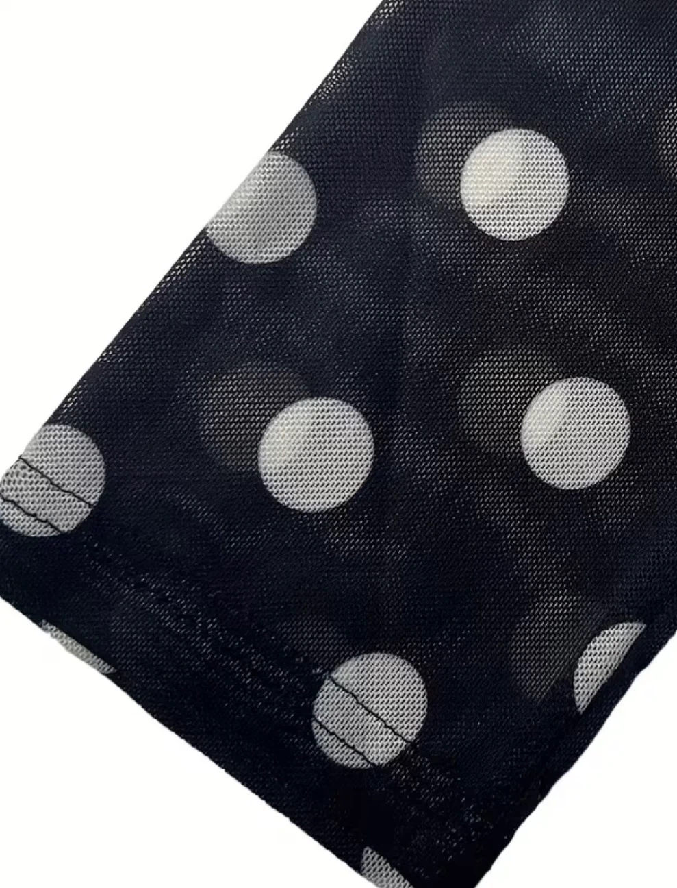 Black and white polka dot mesh maxi dress - photo 4