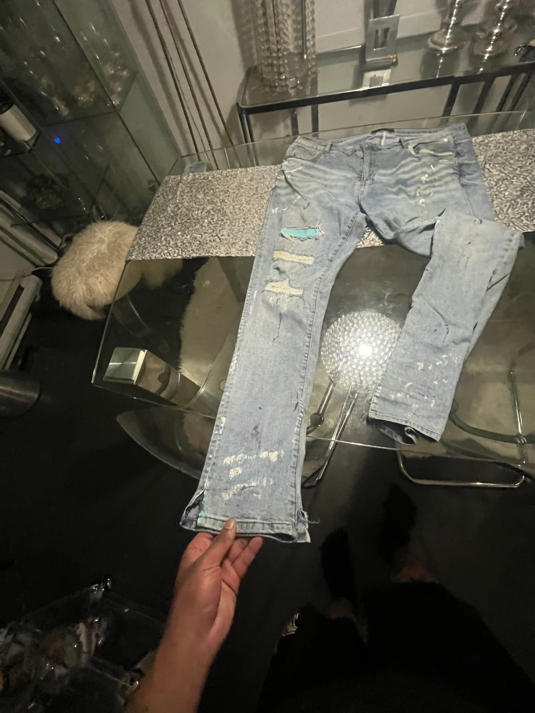 Distressed Light Wash Denim Jeans size 38 amirixgallerydebt - photo 2