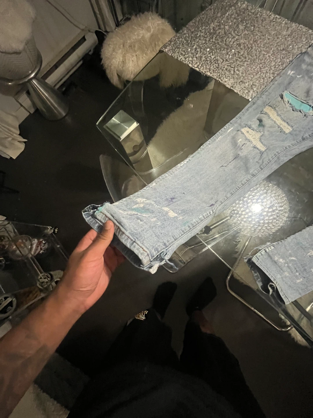 Distressed Light Wash Denim Jeans size 38 amirixgallerydebt - photo 4