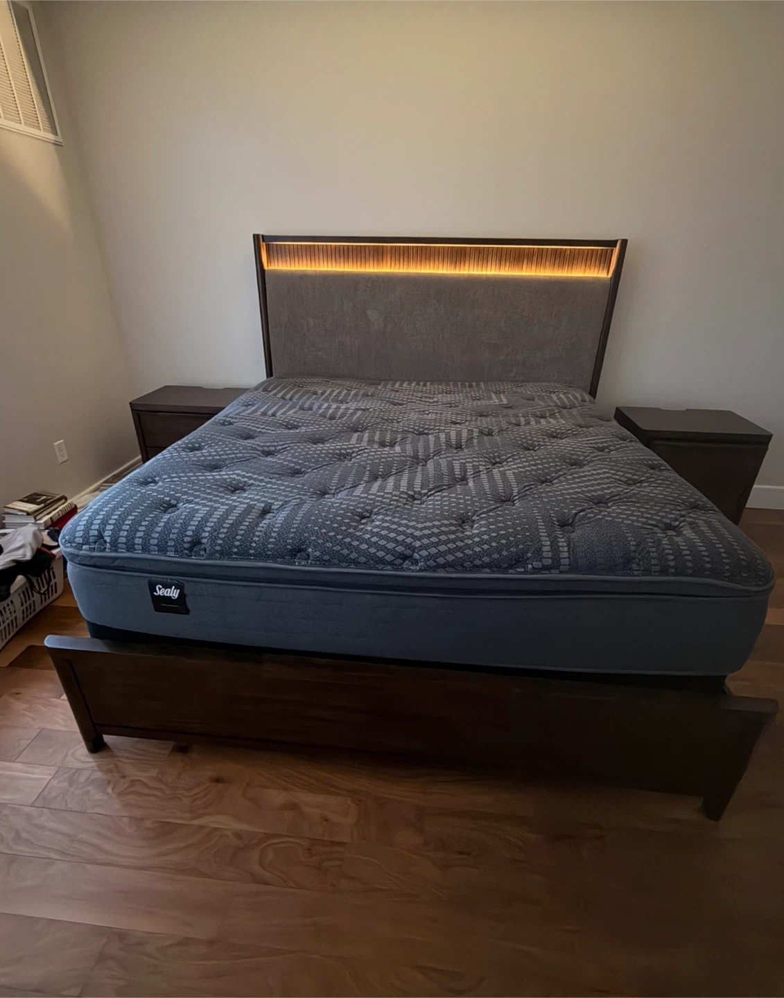 Dark Wood Bed Frame ,Mattress,& Dresser - photo 2