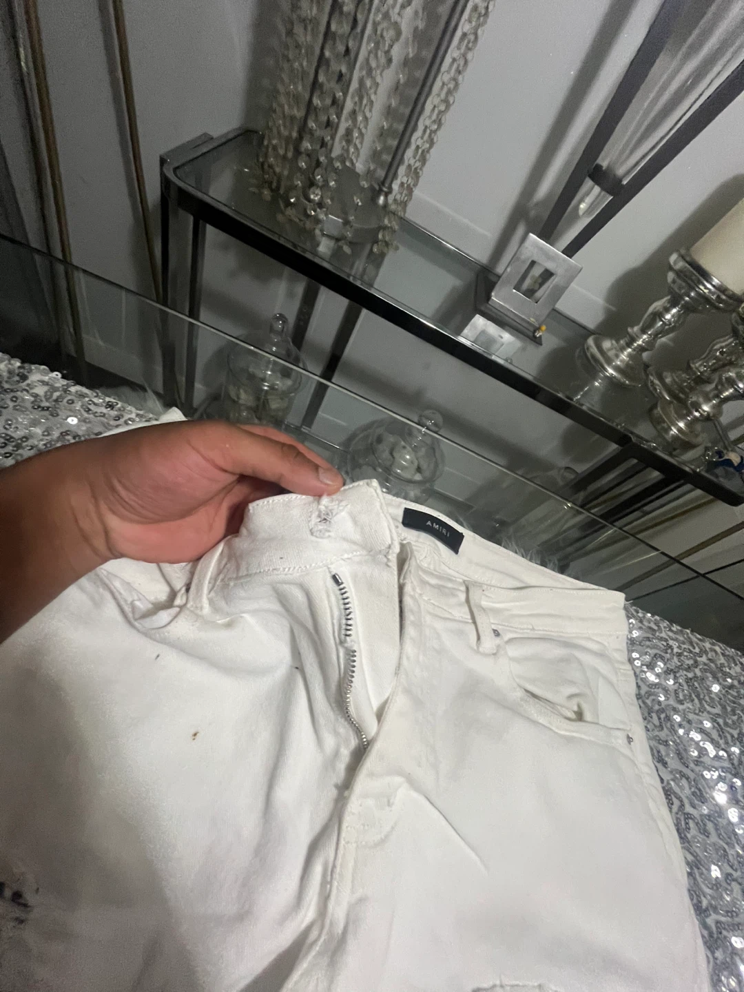 AMIRI White Jeans broken zipper missing button size 36 - photo 3