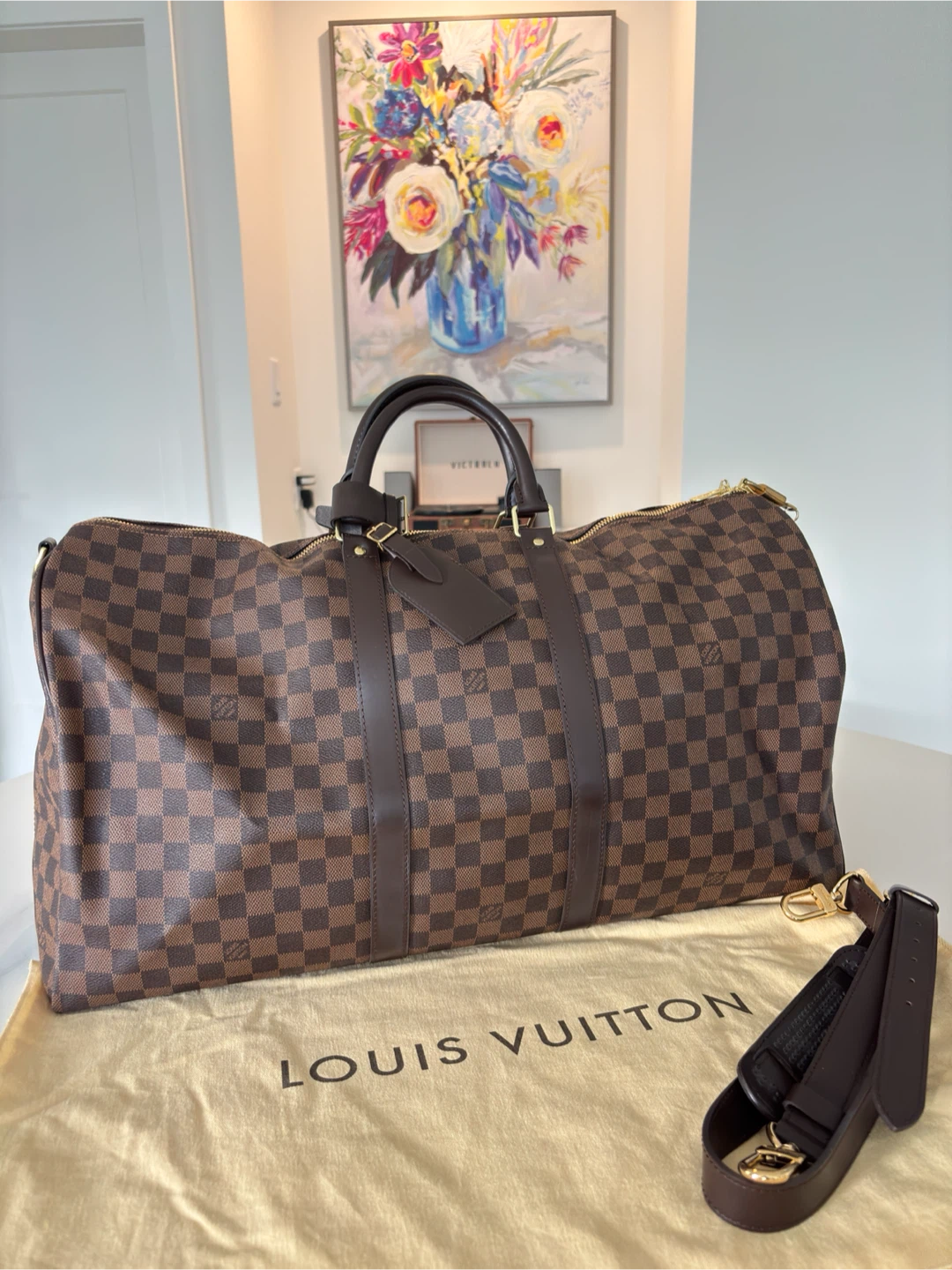 Louis Vuitton Damier Ebene Keepall Bandouliere