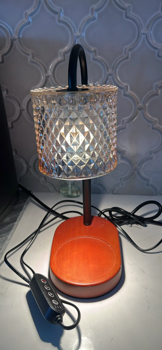 Crystal Candle warmer Lamp with Wood Base