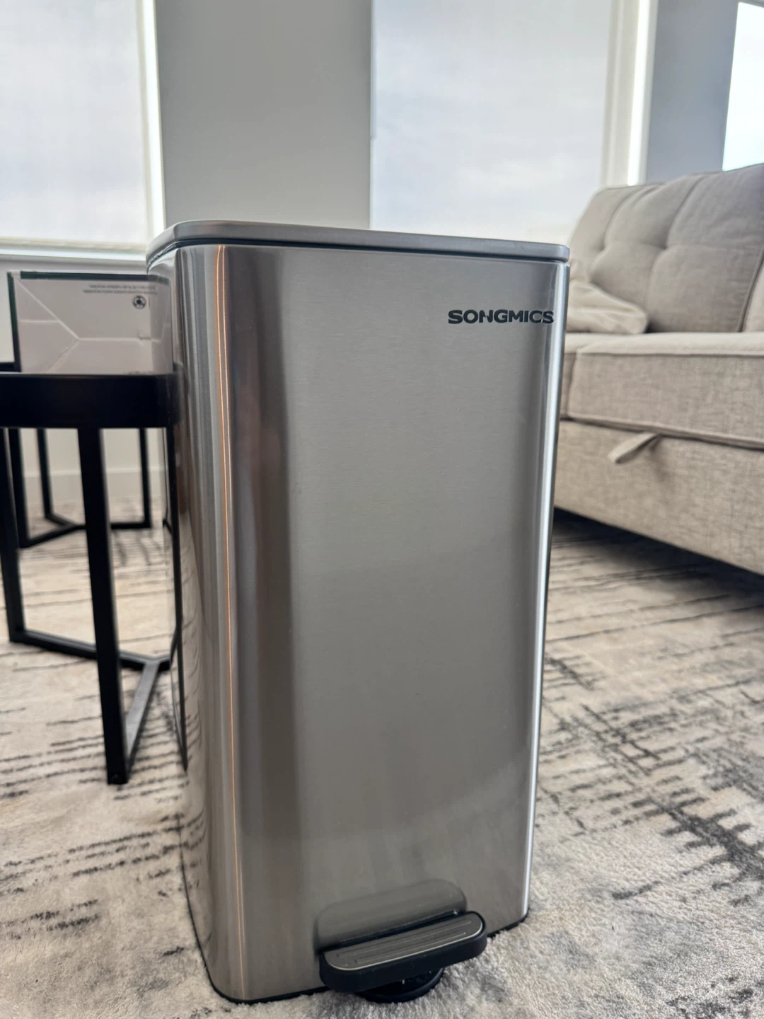 SONGMICS Stainless Steel Pedal Trash Can with trash bags