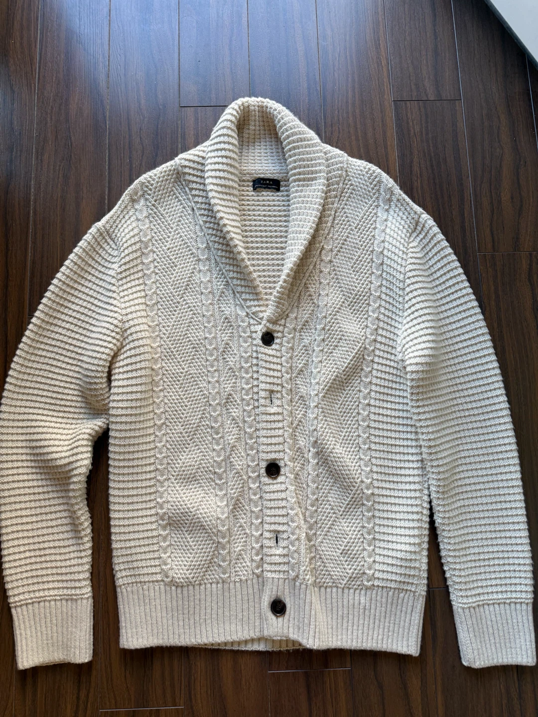 Zara Cream Shawl Collar Cardigan