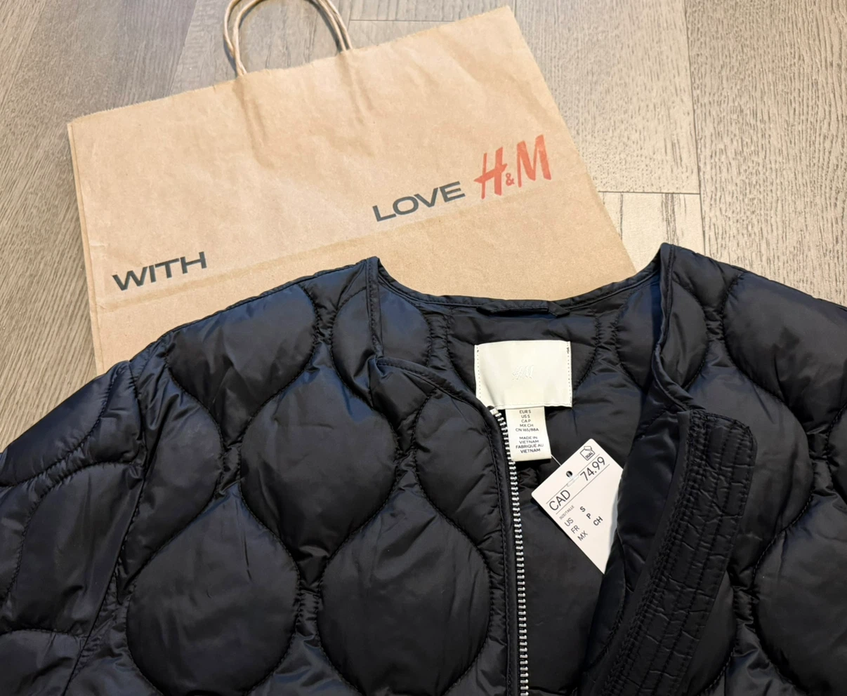 New H&M Quilted Jacket with Belt - S - photo 4