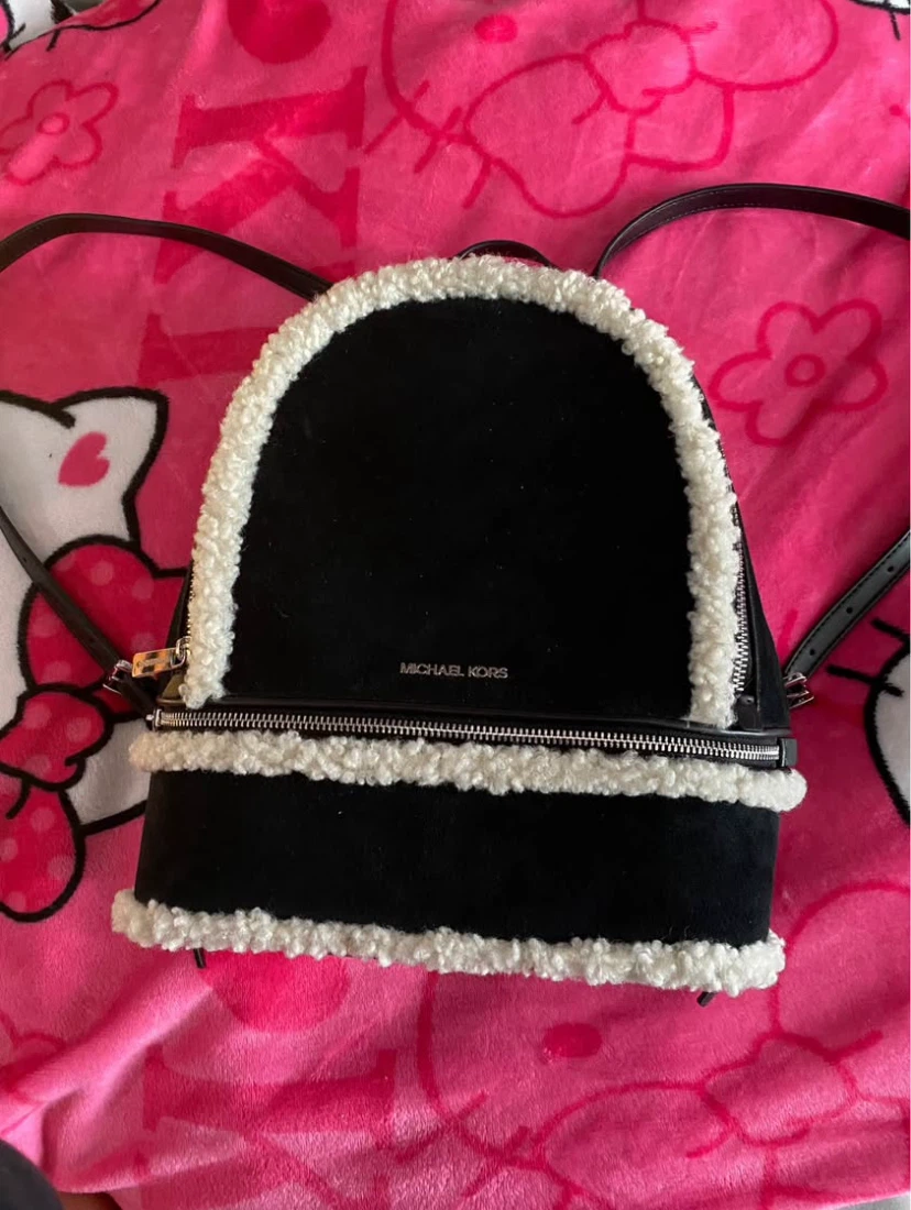 Michael Kors Suede and Faux Shearling Mini Backpack