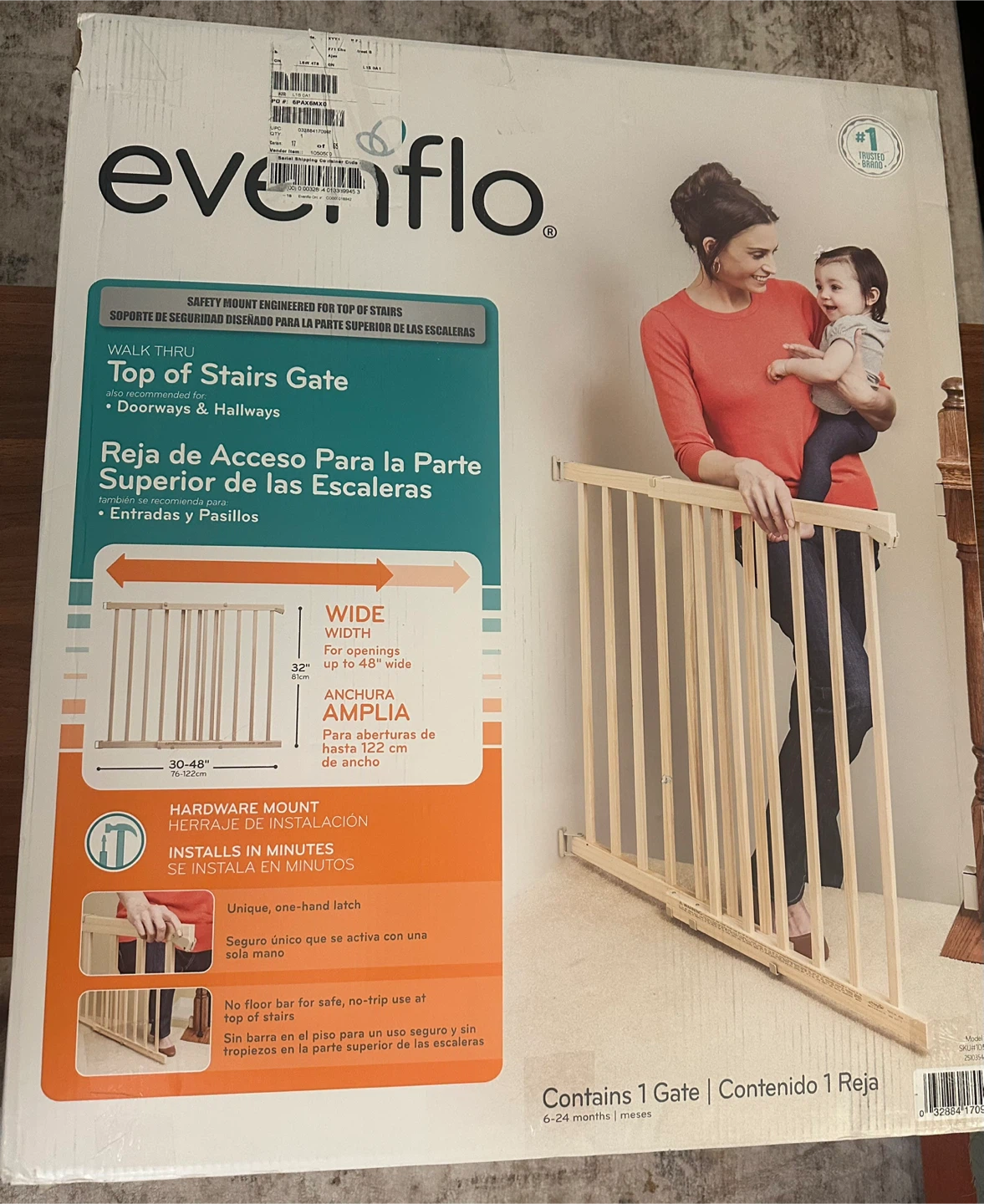 Evenflo Walk-Thru Top of Stairs Baby Gate – New Open Box 👶🏠