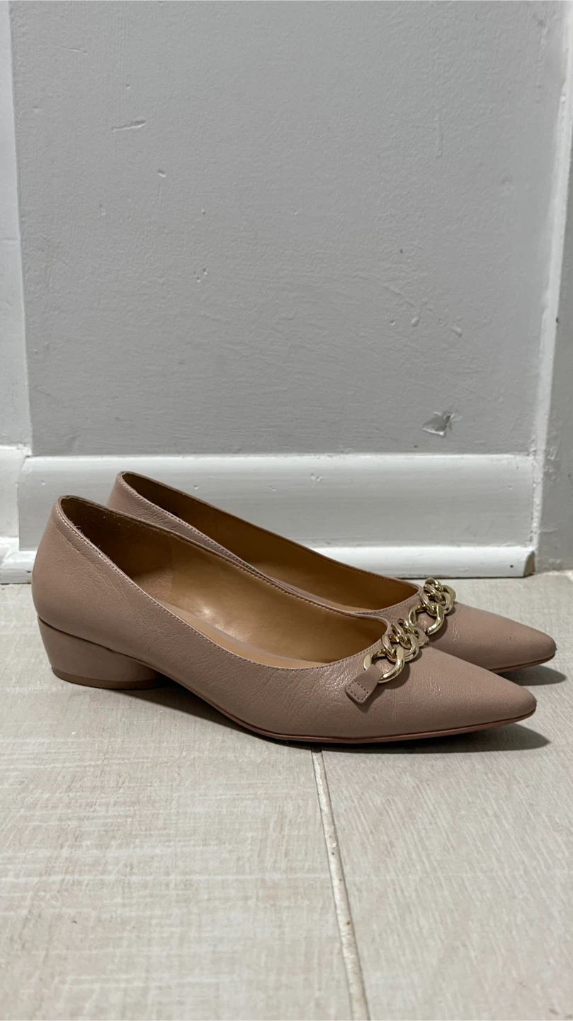 Naturalizer Becca Low Heel Pointed Tan Leather Flats 7.5