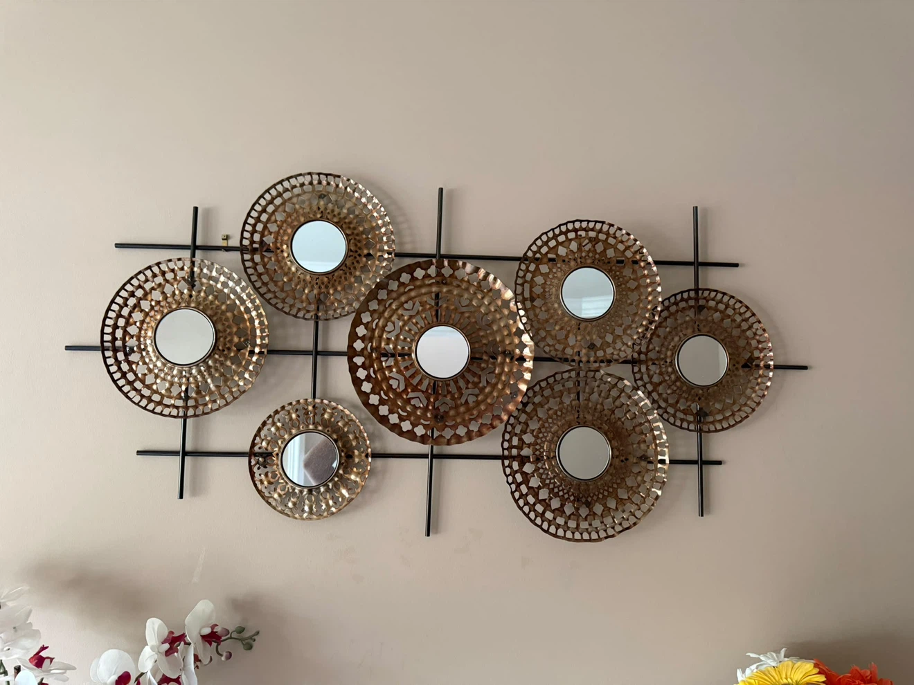 Metal Wall Art with Multiple Mirrors