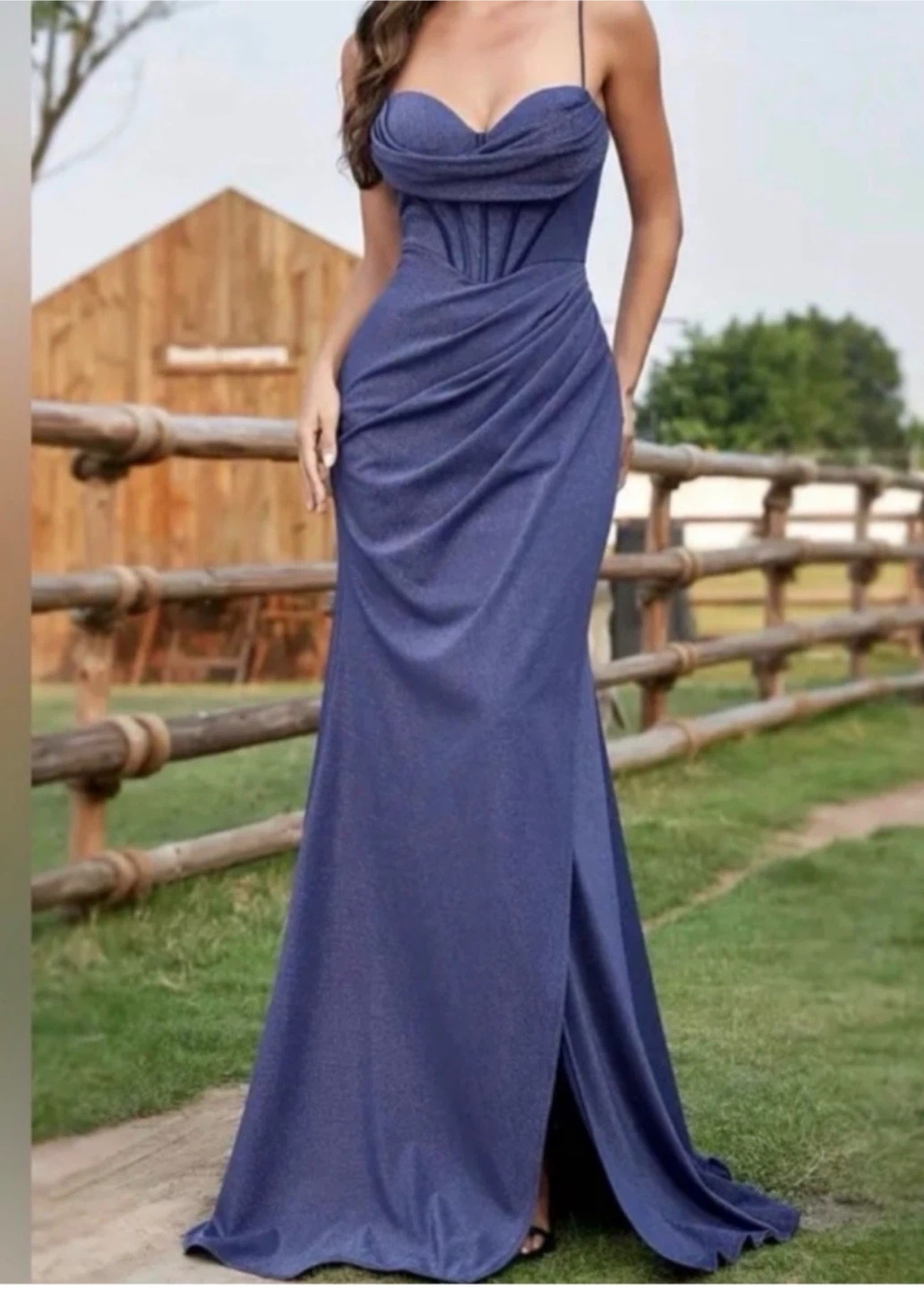 Dark Blue Shimmer Evening Gown