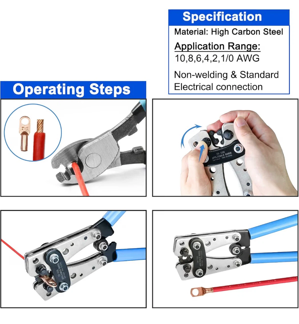 Brileine Battery Cable Crimping Tool Kit - photo 4