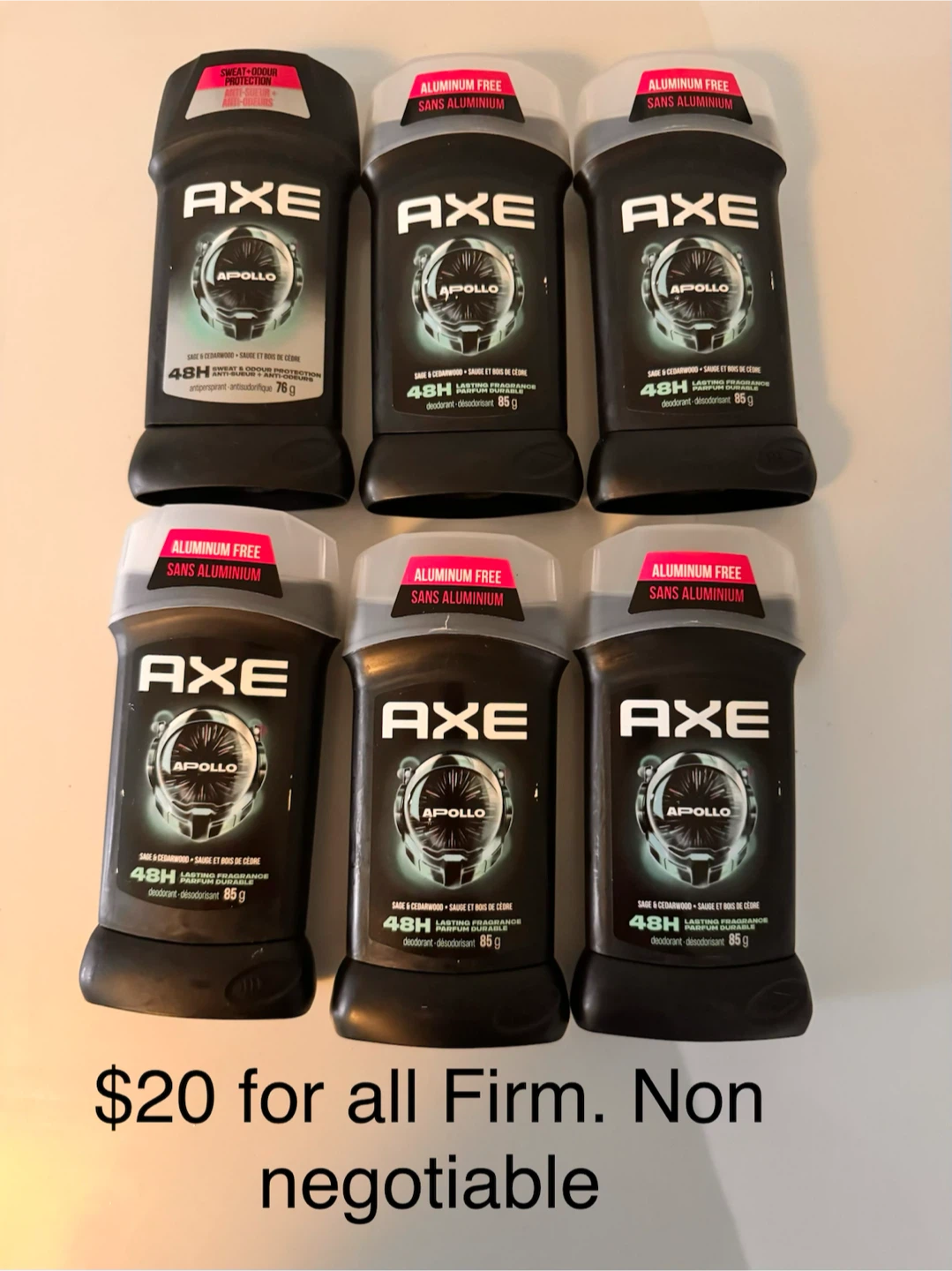 6 Axe Apollo Deodorant Sticks