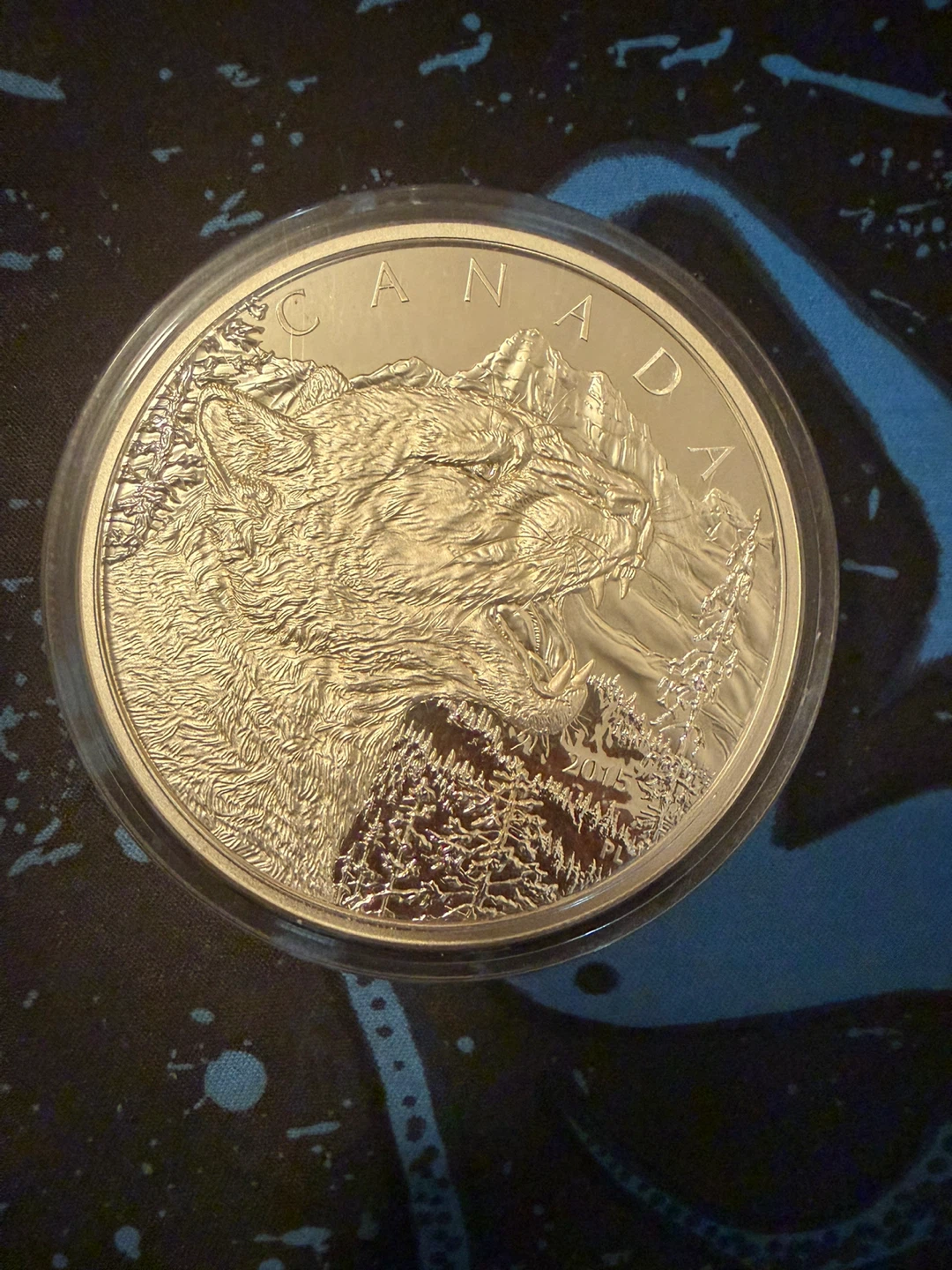 2015 Canadian 1/2kg Growling Cougar 125 Dollar Silver Coin